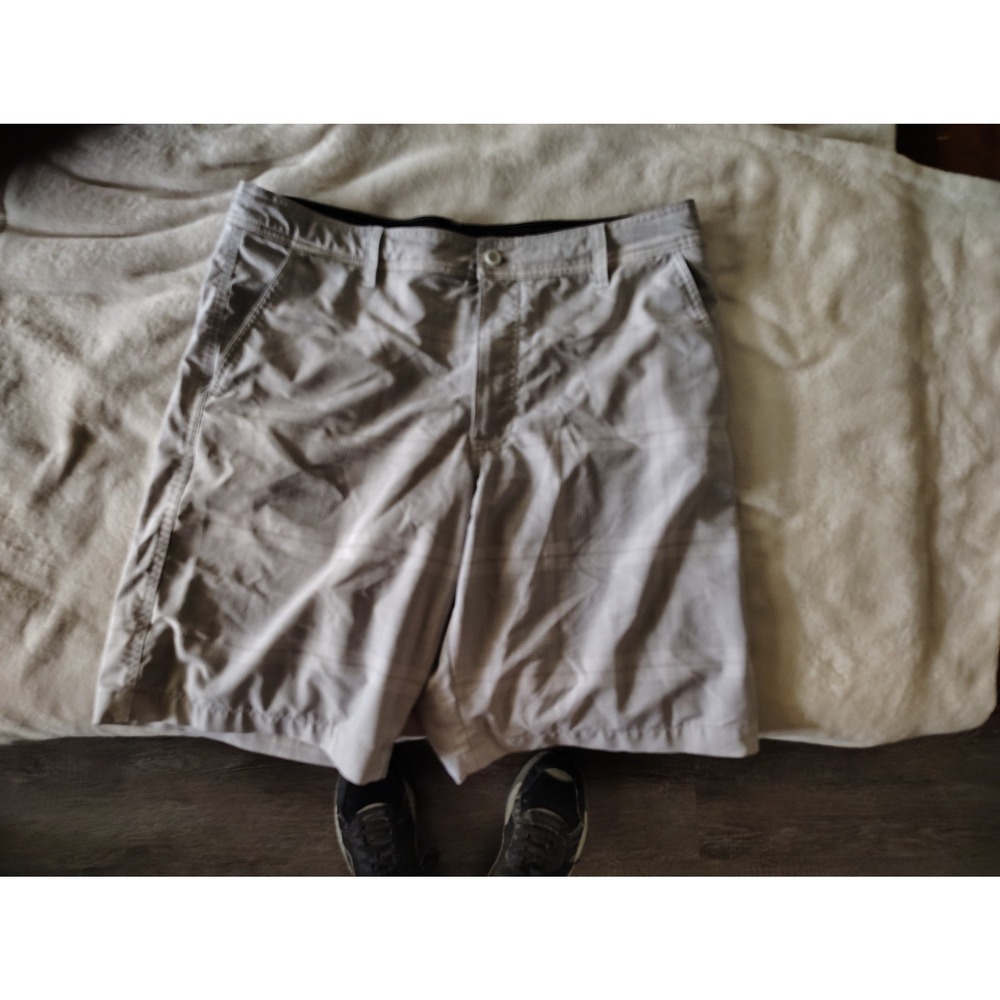 Mossimo Supply Co Mens Hybrid Board Shorts Tan Plaid Mesh Lined Swim Trunks